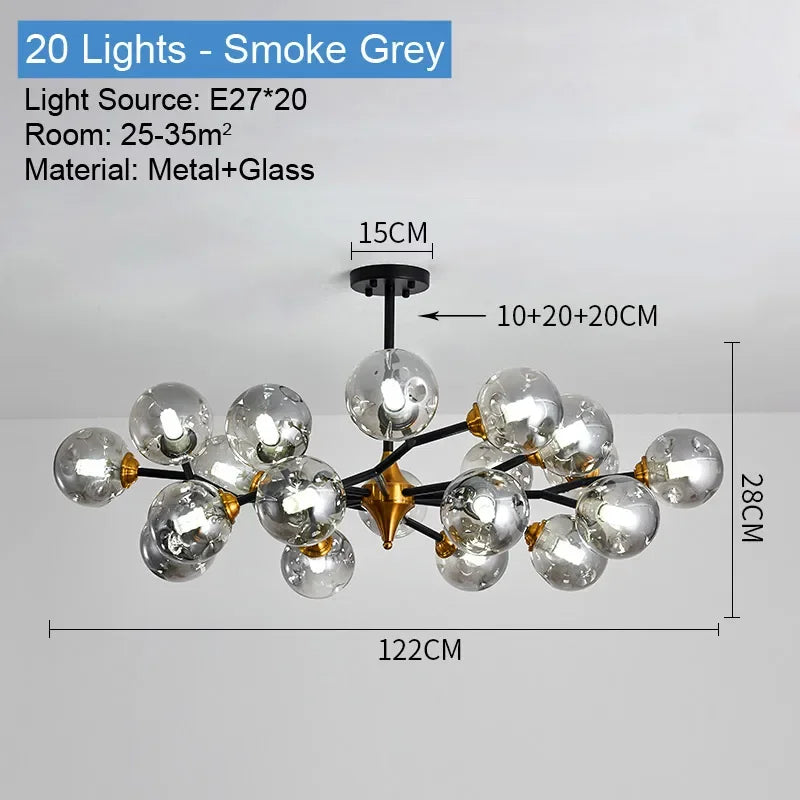 Afralia™ Nordic Glass Ball LED Chandeliers for Home Indoor Decor and Ceiling Lamps