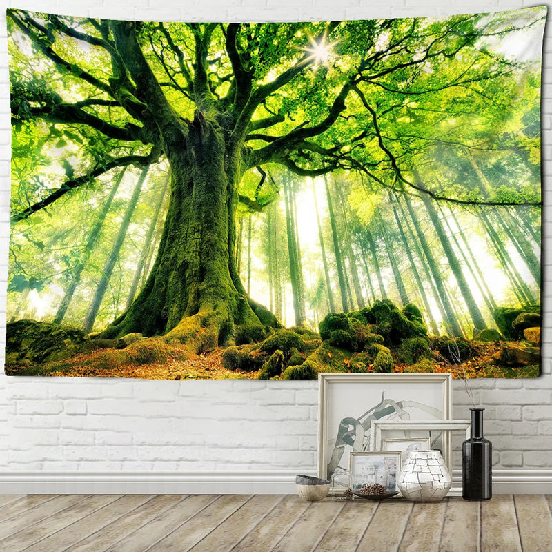 Afralia™ Forest Landscape Tapestry Wall Hanging for Boho Home Decor