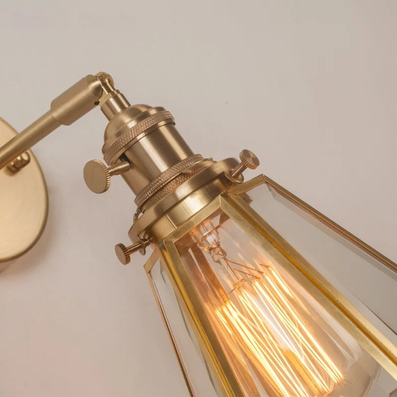 Afralia™ Brass Glass LED Wall Light Bathroom Mirror Vintage Aplique Pared