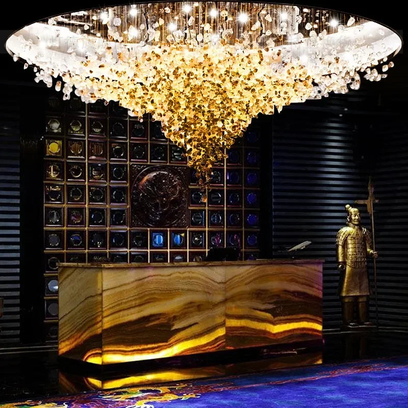 Afralia™ Stone Crystal LED Chandelier: Luxury Staircase Living Room Light Fixture.