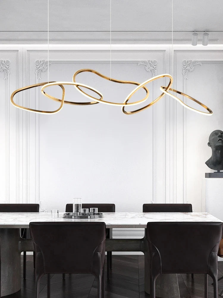 Afralia™ Nordic LED Circle Chandelier in Gold/Rose Gold for Dining Room & Kitchen