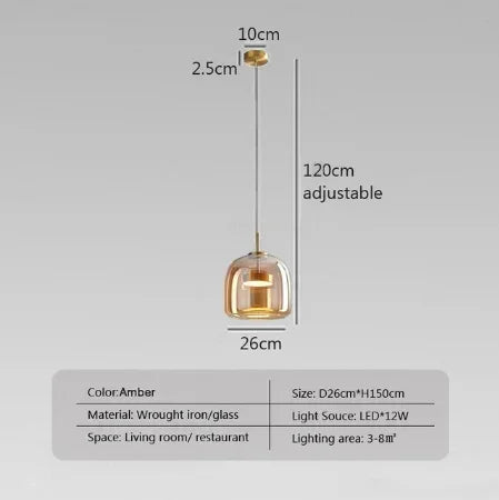 Afralia™ Glass Pendant Light Luxury Nordic Led Hanging Lamp Modern Bedroom Fixture