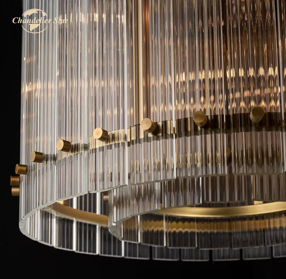 Afralia™ Modern LED Glass Chandelier San Marco Round Pendant Light - Decorative Lighting Fixture