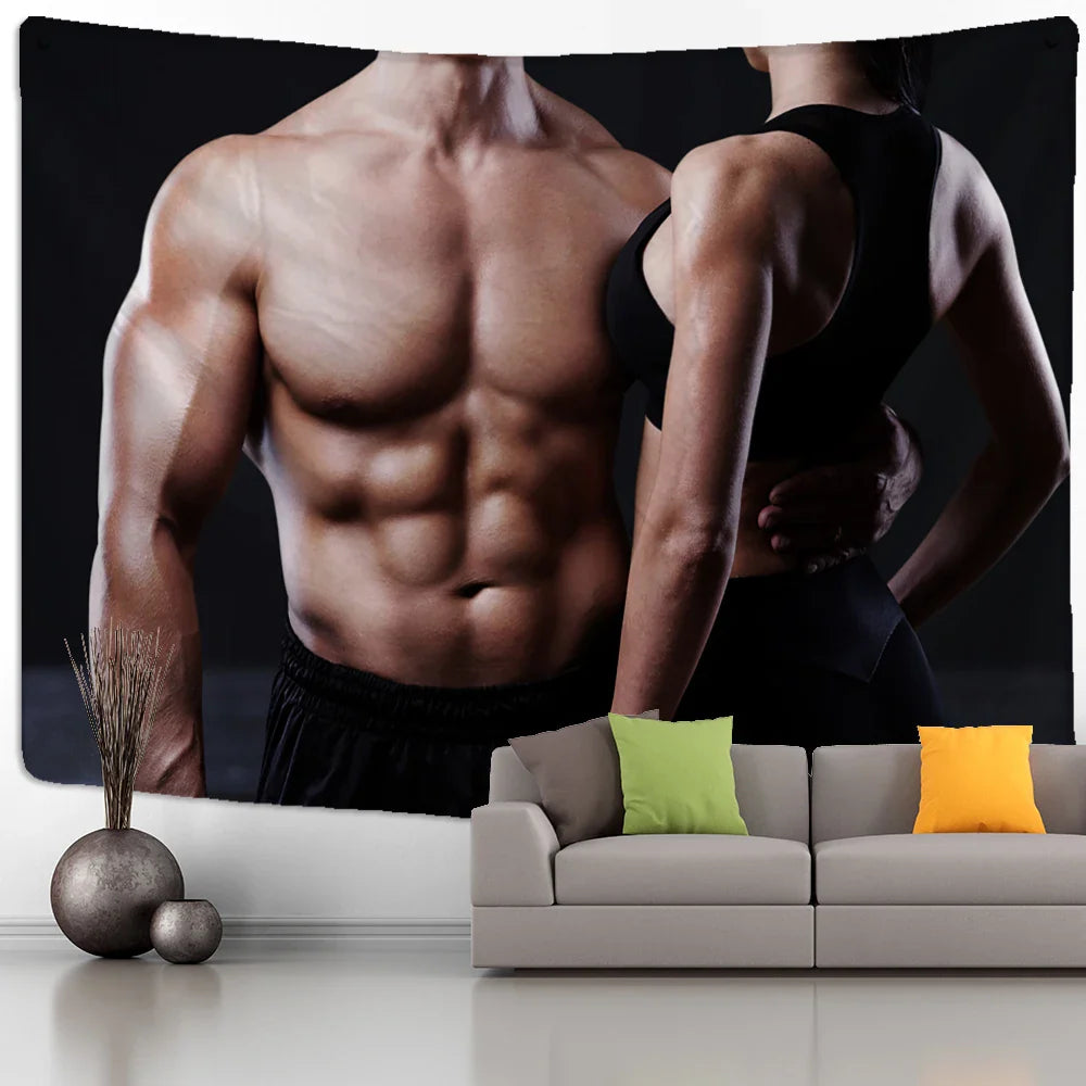 Afralia™ Mystery Muscle Man Tapestry Wall Hanging - Hippie Psychedelic Decor