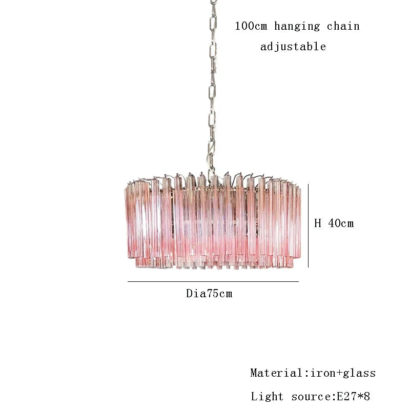 Pink Glass Kitchen Pendant Lamp by Afralia™: Elegant LED Lighting for Living Room