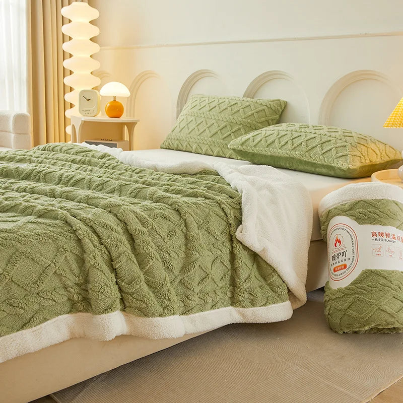 Afralia™ Plush Taffeta Jacquard Blanket | Multi Functional Soft Bedspreads for Bedrooms