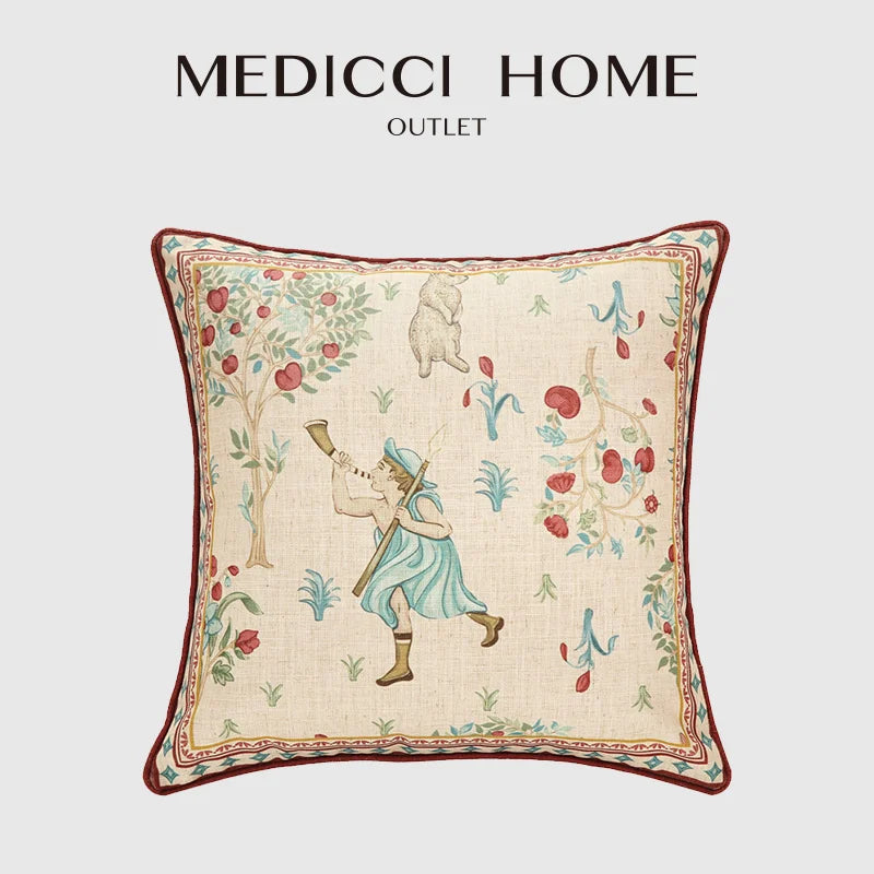 Afralia™ Pastoral Song Vintage Throw Pillow Case, Childish Delight Farmhouse Cushion Cover