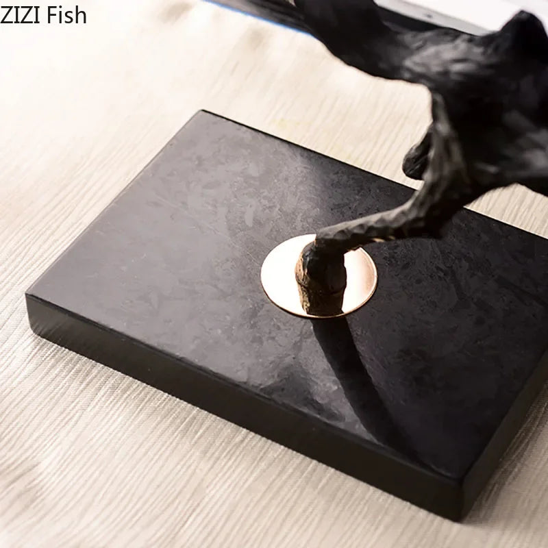 Afralia™ Minimalist Black Horse Statue Iron Ornaments Modern Home Decor Sculpture