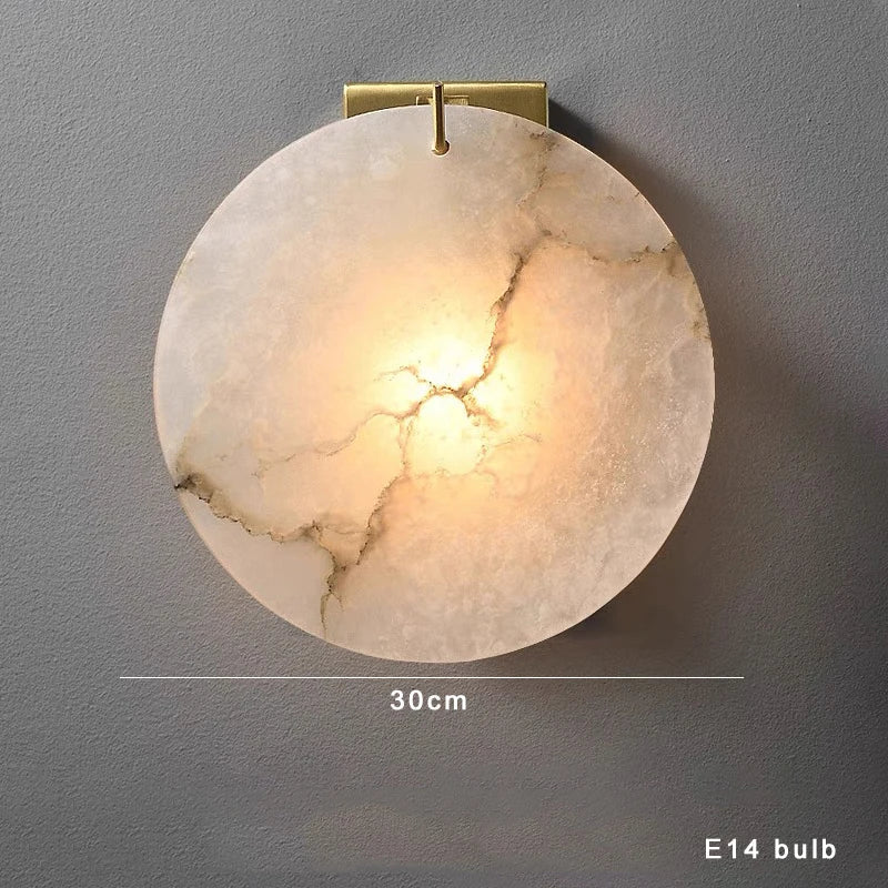 Afralia™ Round Marble Wall Sconce Lamps for Luxury Home Decor
