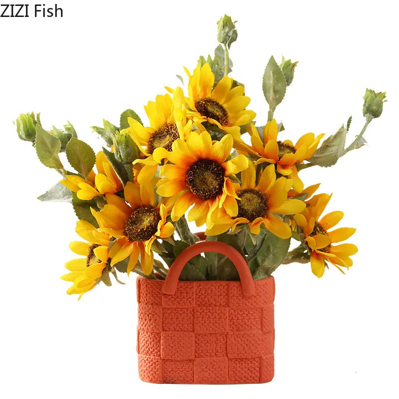 Afralia™ Handwoven Ceramic Vase: Decorative Flower Pot for Home Décor and Floral Arrangement