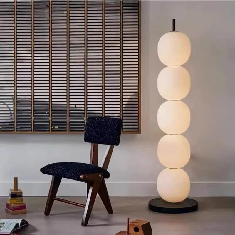Afralia™ Gourd String Floor Lamp, White Glass Lampshade, Designer Nordic Floor Light
