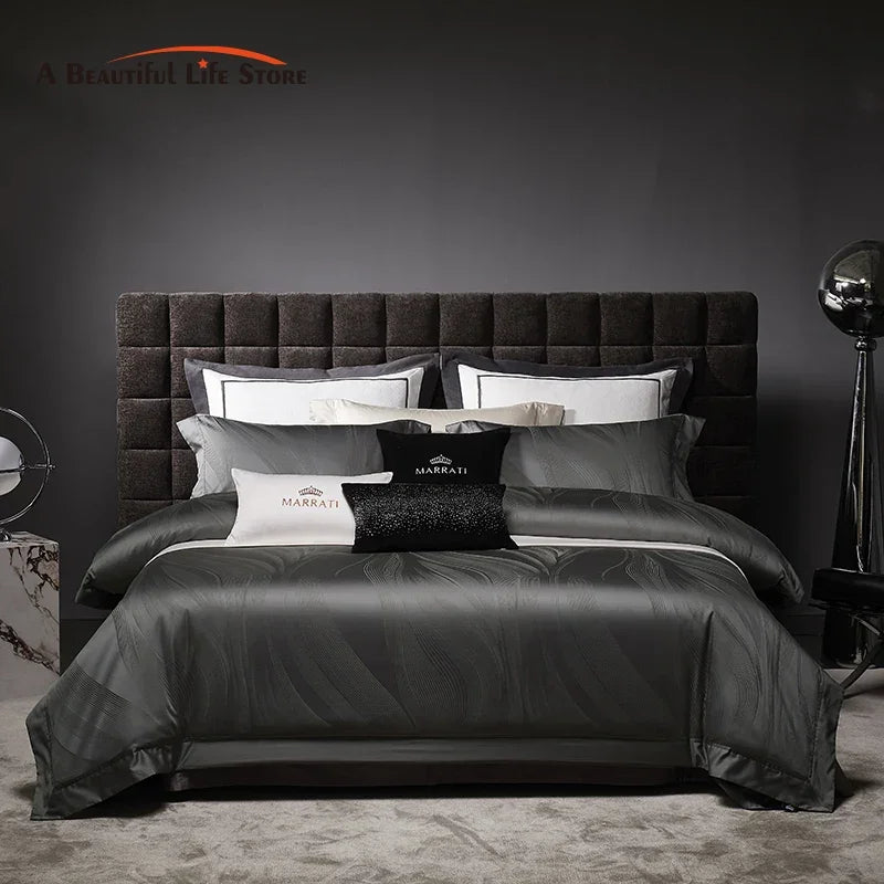 Afralia™ Luxury 1600TC Egyptian Cotton Jacquard Bedding Set - 4Pcs