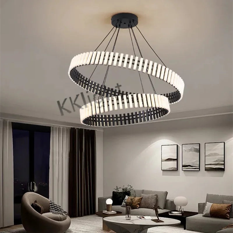 Afralia™ Modern LED Ring Chandelier for Bedroom Living Room Dining Decoration