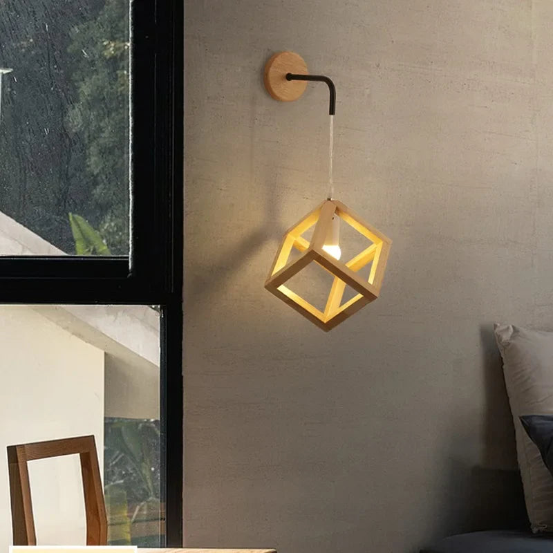 Afralia™ Cube LED Wall Lights | Modern Nordic Wood Design for Home Decor