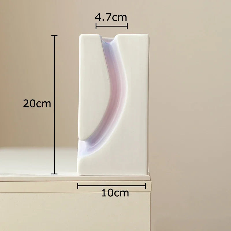 Afralia™ Geometric Blocks Vase: Gradient Color Desk Decoration with Artificial Flowers