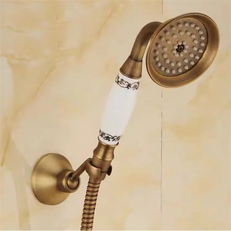 Afralia™ Antique Handheld Shower Head with Holder, Plumbing Hose, and Toilet Bidet Sprayer