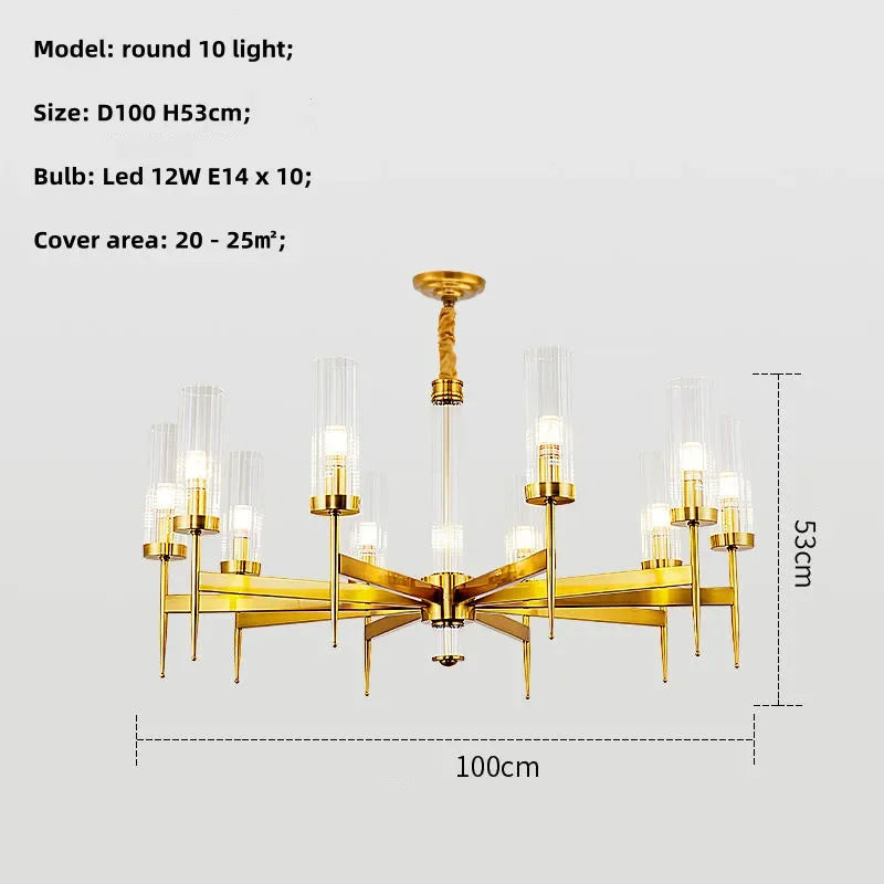 Afralia™ Gold Metal Glass LED Pendant Lights Chain Hanging Lamp