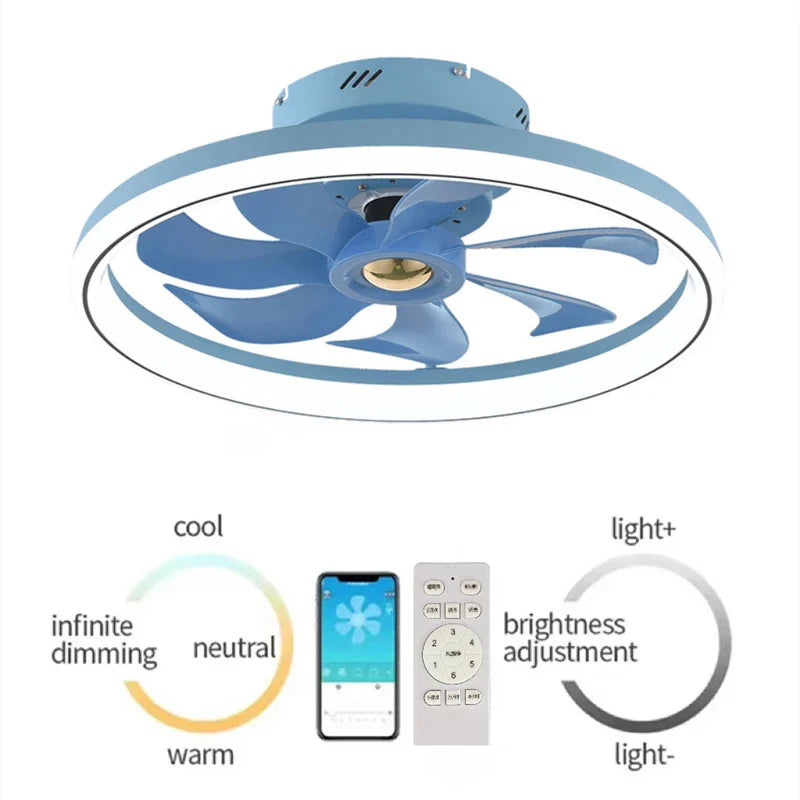 Afralia™ Smart LED Ceiling Fan with Remote Control for Dining, Bedroom, and Kids Room.