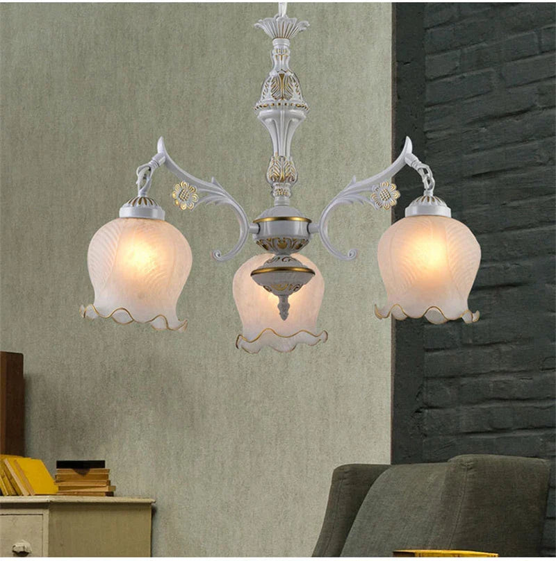 Afralia™ Vintage Metal Glass Chandelier for Living Room Kitchen Dining Bar