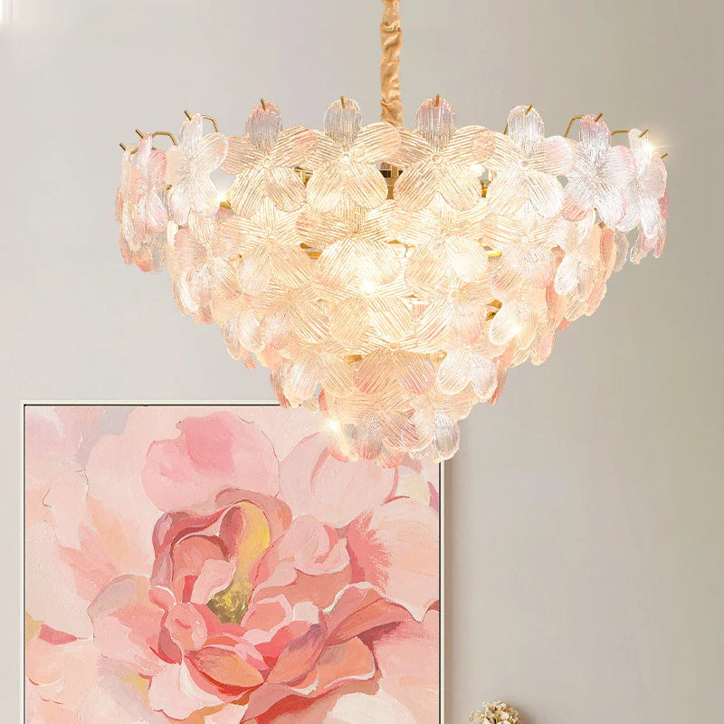 Afralia™ Glass Flower Princess Room LightLux Postmodern French Cream Wind Lamp
