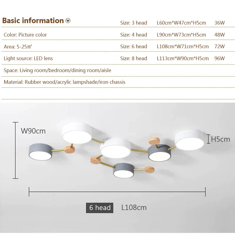 Afralia™ Macaroon Wood Ceiling Light - Modern Nordic LED Fixture for Home Decor