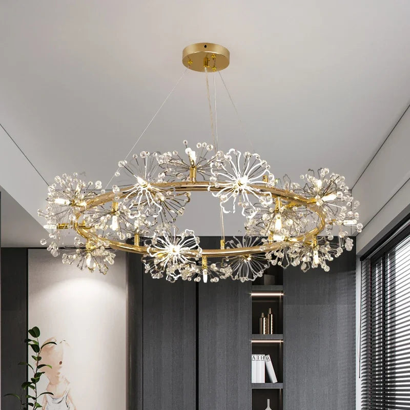 Afralia™ Crystal Bionic Petals Chandelier for Living Dining Bedroom Hall Hotel Decor