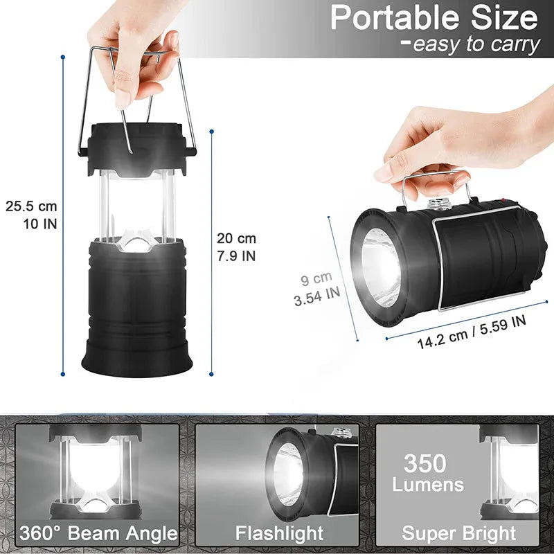 Afralia™ Solar Camping Lantern - USB Rechargeable Portable Survival Light