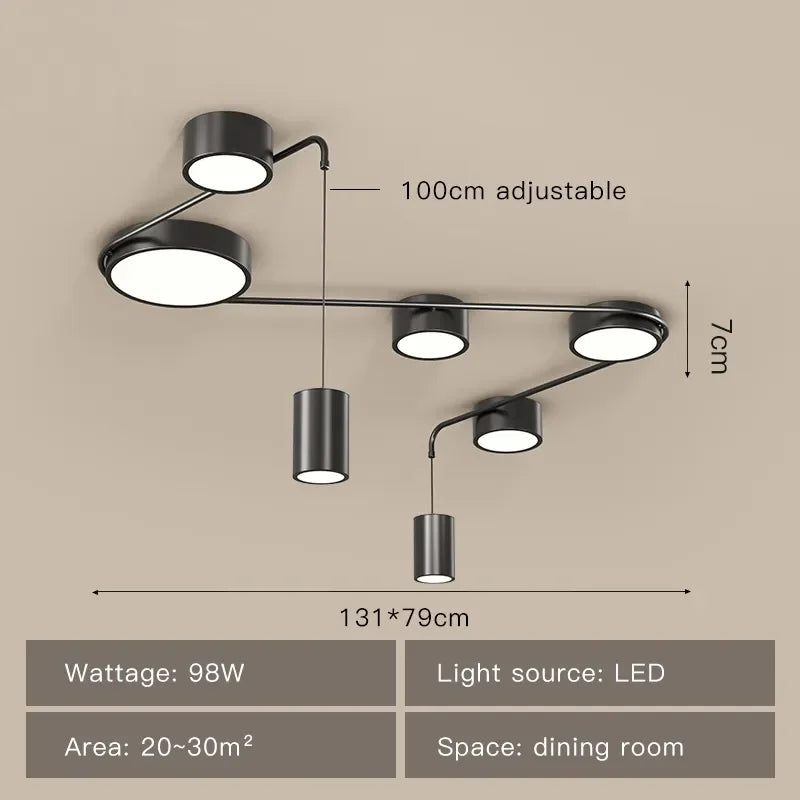Afralia™ Modern Black LED Ceiling Chandelier for Living Room Bedroom Hallway