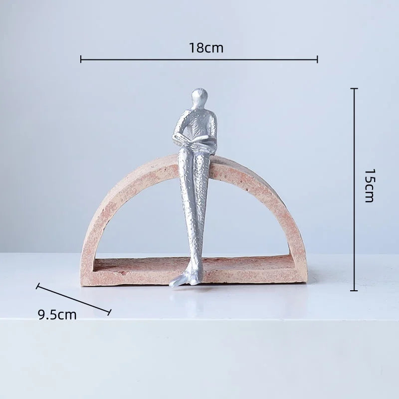 Afralia™ Resin Handicraft Geometric Ring Arch Portrait Sculpture Black Figurine Home Decor