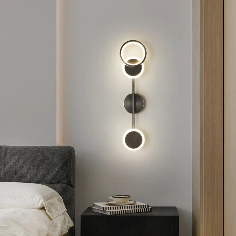 Afralia™ Modern LED Copper Wall Lamp for Living Room, Bedroom, Balcony - Black Finish