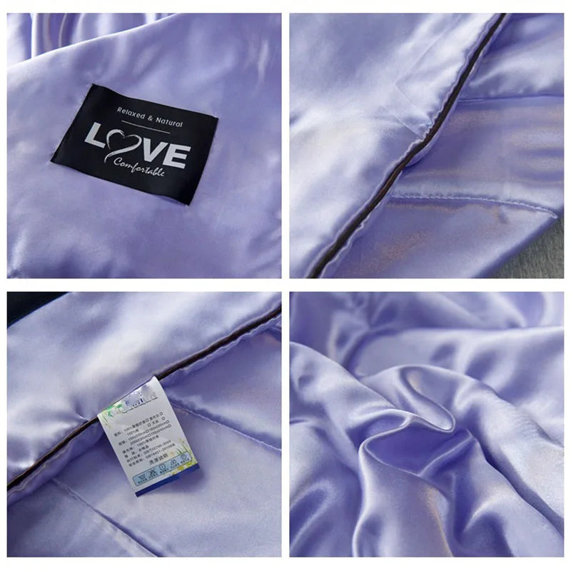 Afralia™ Rayon Quilted Queen Comforter: Luxurious High-End Spring Summer Satin Blanket