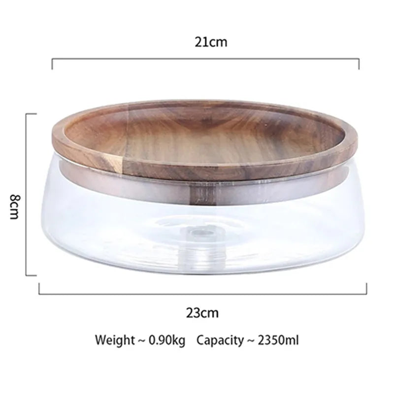 Afralia™ Glass Food Storage Containers with Wooden Lid | Stylish Kitchen Organizer