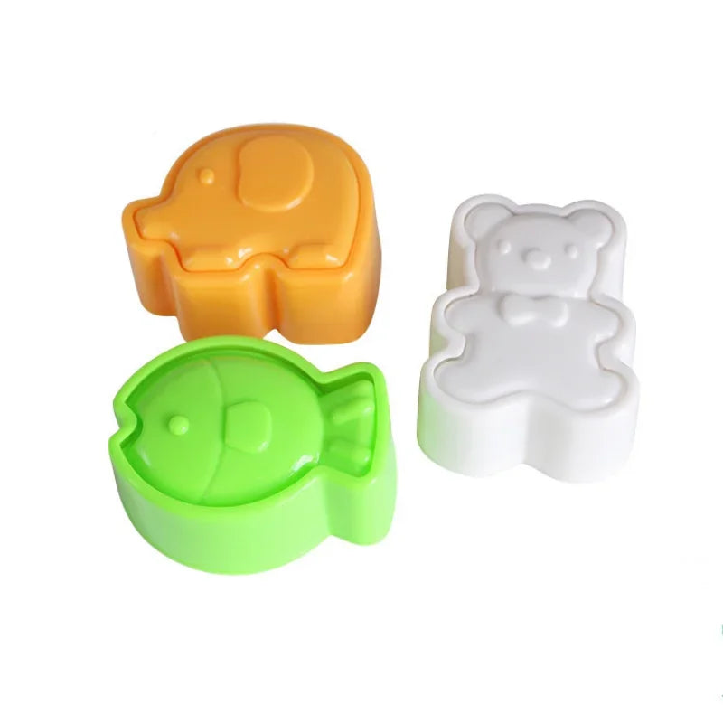 Afralia™ Sushi Mould Set: Bear, Elephant & Fish Rice Ball Moulds for Kids & Office