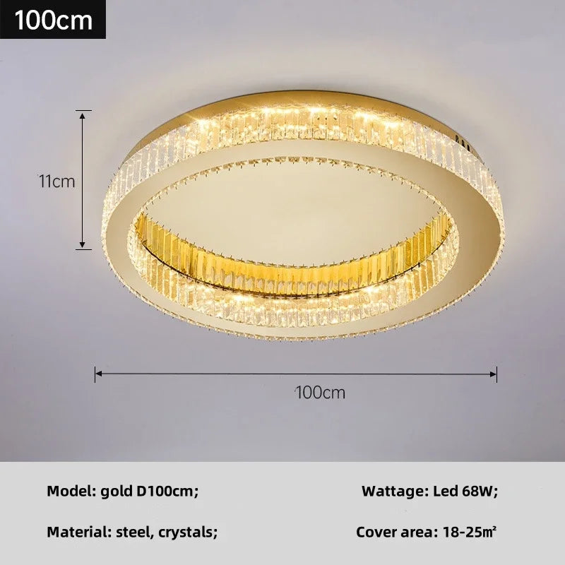Afralia™ Modern K9 Crystals Dimmable LED Ceiling Light - Art Decor Luminarias