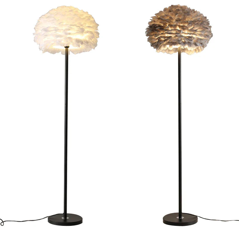Afralia™ Feather White Grey Floor Lamp Minimalist Standard Light Living Room Shop Bedside Standing Lamps