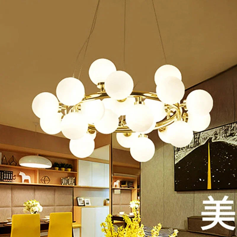 Afralia™ Nordic Style Glass Chandelier for Living Room, Bedroom, and Clothing Store