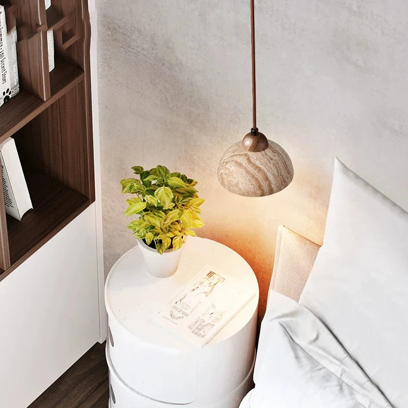 Afralia™ Stone Pendant Light Chandelier: Japanese Style Retro LED Lamp for Home and Hospitality