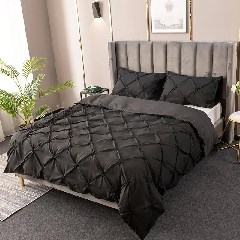Luxury 3D Pinch Pleated Bedding Set by Afralia™ - Soft Single Double Duvet Cover