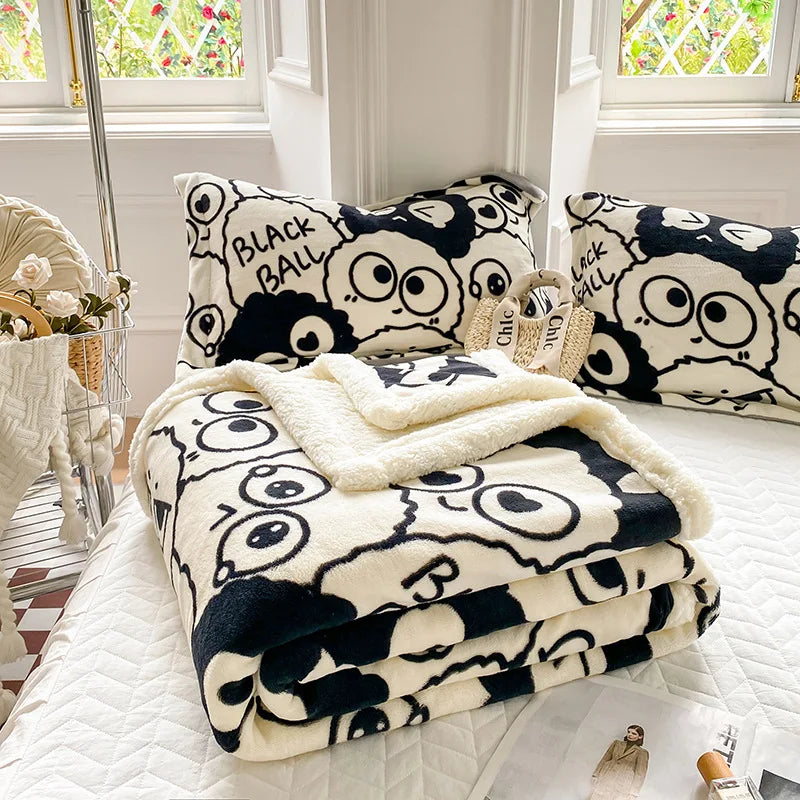 Afralia™ Plush Milk Cashmere Blanket: Luxurious Double Layer Flannel Throw Blanket