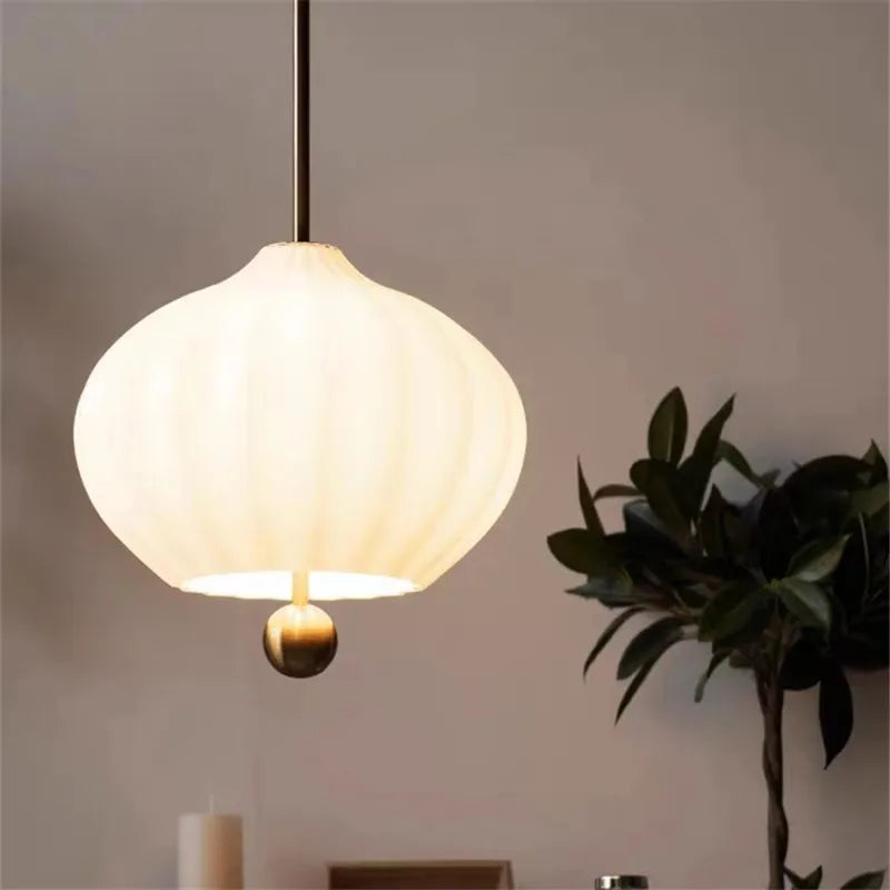 Afralia™ Lilli White Glass Pendant Lamp: Japanese Style Post-Modern Hanging Light