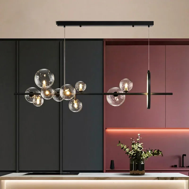 Afralia™ Modern Metal Chandelier with Clear Glass Bubbles - 7-Light G9 Fixture for Home Living Room