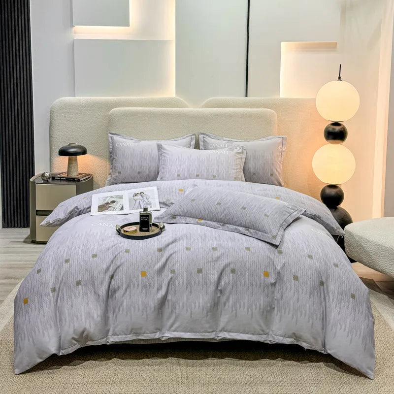 Afralia™ Brushed Cotton Printed Duvet Cover Set - Single/Double Bed Bedclothes