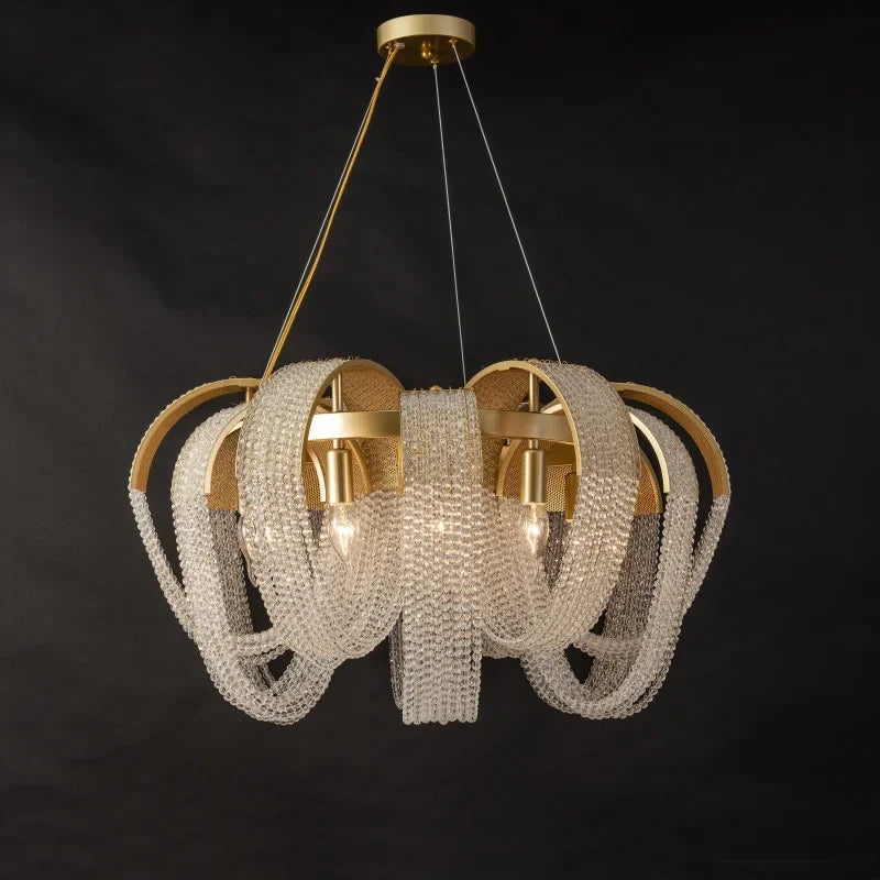 Afralia™ Tassel Crystal Chandelier: Luxe Lighting for Home, Restaurant, Hotel Decor