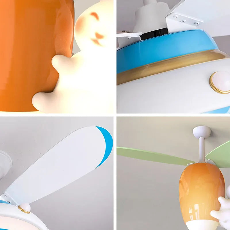 Afralia™ Rabbit Carrot Ceiling Fan: Fun Kids' Room Lighting for Home