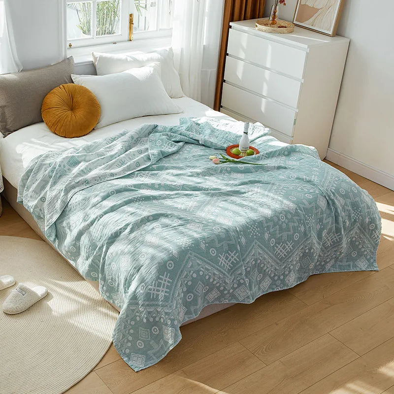Afralia™ Nordic Cotton Gauze Throw Blanket for Sofa Bed, Boho Style Comforter Plaid