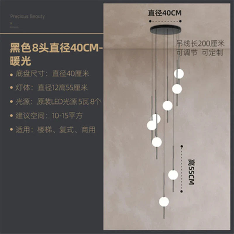 Afralia™ Glass Ball LED Ceiling Chandelier for Home Decor and Lighting