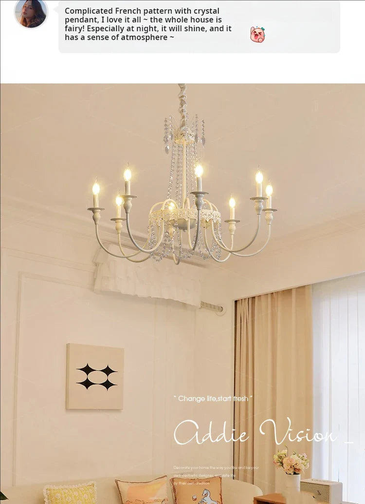 Afralia™ French Light Luxury Living Room Chandelier American Atmosphere Candle Lamp