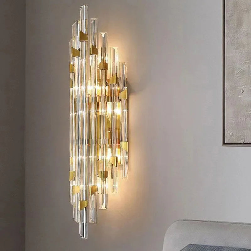 Afralia™ Modern K9 Crystal LED Wall Lamp Gold Sconces for Indoor Lighting and Room Decor