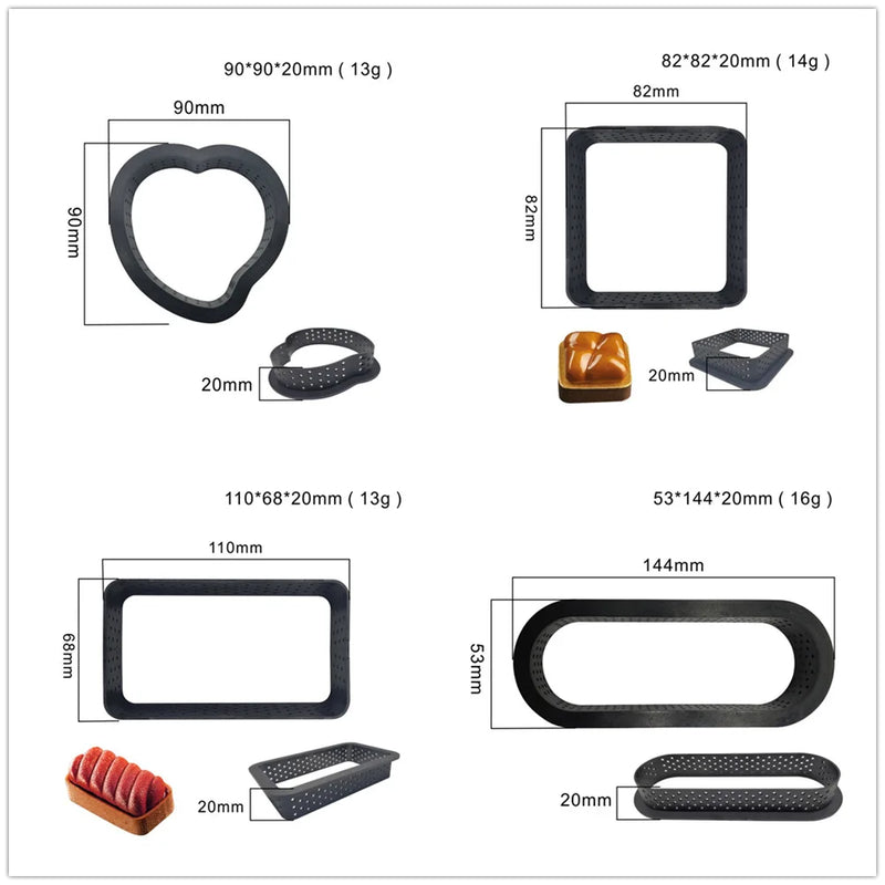 Afralia™ Tart Ring Set - Round Cake Molds for French Desserts & Pastries