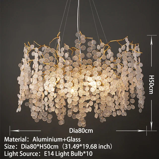 Afralia™ Modern Crystal Glass Pendant Chandelier for Living Room Dining Bedroom